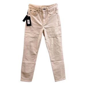 NEW Rag & Bone Jeans Womens 24 Nina High Rise Ankle Cigarette Zip Snow / Ivory